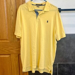 Ralph Lauren Polo Shirt Classic Fit Cotton Yellow Blue Extra Large XL
